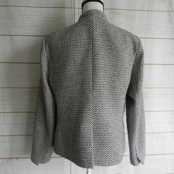 J.CREW WOOL BLEND HERRINGBONE OPEN TWEED BLAZER SUIT JACKET SZ 14 CLASSIC OFFICE - Picture 4 of 6
